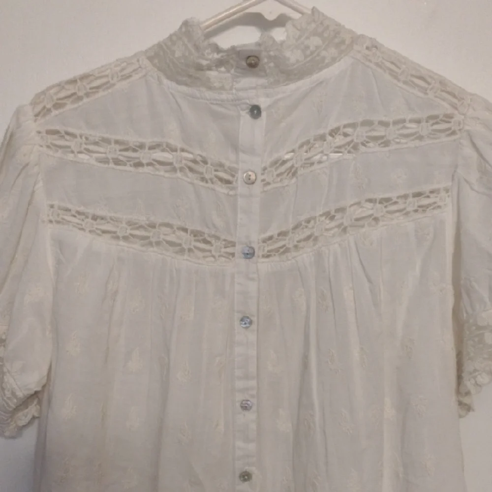 Free People Vintage Elegant White Lace Blouse Size XS - Picture 7 of 12